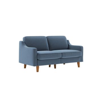 Canapea 2 locuri, Atelier del Sofa, 918CMF1142, Otel, Albastru oceanic / Nuc