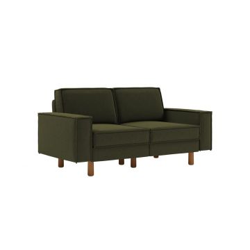 Canapea 2 locuri, Atelier del Sofa, 918CMF1220, Otel, Verde ulei / Nuc
