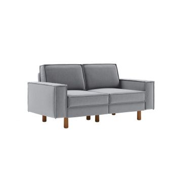 Canapea 2 locuri, Atelier del Sofa, 918CMF1221, Otel, Gri ceață / Nuc