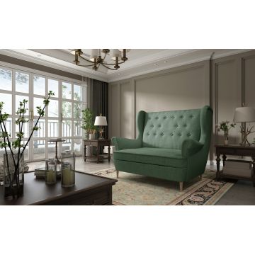 Canapea 2 locuri ELTAP, Aros, 150x90x103 cm, lemn/poliester, verde