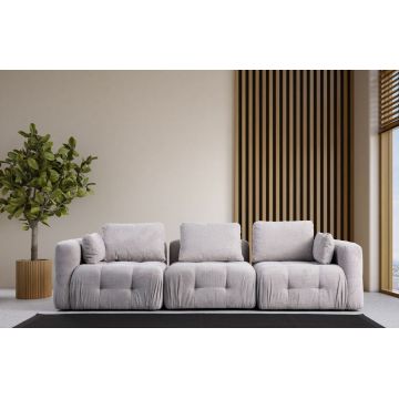 Canapea 3 locuri, Atelier del Sofa, 560ARE4120, Lemn de fag / PAL, Gri deschis