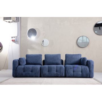 Canapea 3 locuri, Atelier del Sofa, 560ARE4127, Lemn de fag / PAL, Albastru navy
