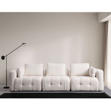Canapea 3 locuri, Atelier del Sofa, 560ARE4141, Lemn de fag / PAL, Alb