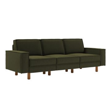 Canapea 3 locuri, Atelier del Sofa, 918CMF1252, Otel, Verde ulei / Nuc