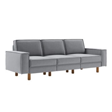 Canapea 3 locuri, Atelier del Sofa, 918CMF1253, Otel, Gri ceață / Nuc