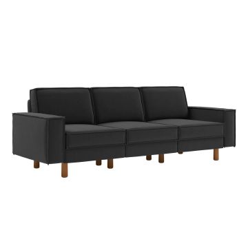 Canapea 3 locuri, Atelier del Sofa, 918CMF1255, Otel, Gri noapte / Nuc