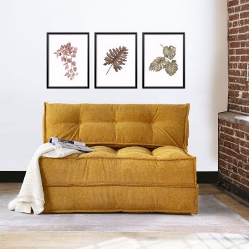 Canapea extensibila 2 locuri, Atelier del Sofa, 363SLD1112, Tesatura Boucle, Galben mustar