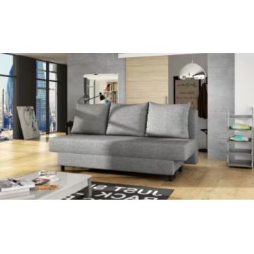 Canapea extensibila 3 locuri ELTAP, Amaza, 190x82x83 cm, lemn/poliester, gri deschis