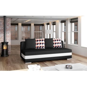 Canapea extensibila 3 locuri ELTAP, Calia, 195x86x83 cm, lemn/poliester, negru/alb