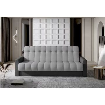 Canapea extensibila 3 locuri ELTAP, Garett, 212x85x90 cm, lemn/poliester, gri deschis/gri inchis