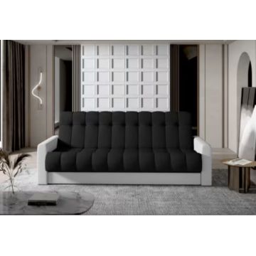 Canapea extensibila 3 locuri ELTAP, Garett, 212x85x90 cm, lemn/poliester, negru/alb