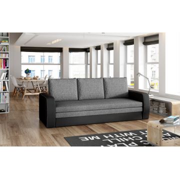 Canapea extensibila 3 locuri ELTAP, Inversa, 220x83x89 cm, lemn/poliester, gri inchis/negru