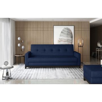 Canapea extensibila 3 locuri ELTAP, Selene, 216x104x93 cm, lemn/poliester, albastru