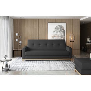 Canapea extensibila 3 locuri ELTAP, Selene, 216x104x93 cm, lemn/poliester, negru/natur