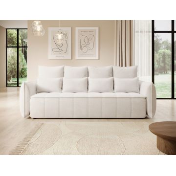 Canapea extensibila 3 locuri ELTAP, Weltton, 242x106x94 cm, lemn/poliester, alb