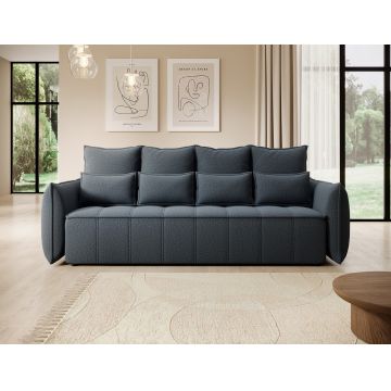 Canapea extensibila 3 locuri ELTAP, Weltton, 242x106x94 cm, lemn/poliester, bleu