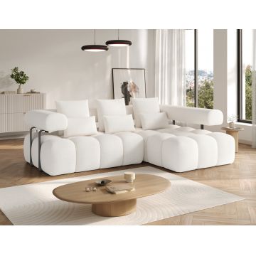 Coltar extensibil dreapta 3 locuri ELTAP, Levvi, 260x184x102 cm, lemn/poliester, alb