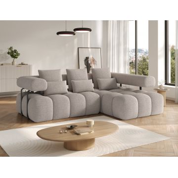 Coltar extensibil dreapta 3 locuri ELTAP, Levvi, 260x184x102 cm, lemn/poliester, bej inchis