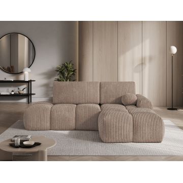 Coltar extensibil dreapta 3 locuri ELTAP, Vittario, 227x170x95 cm, lemn/poliester, maro