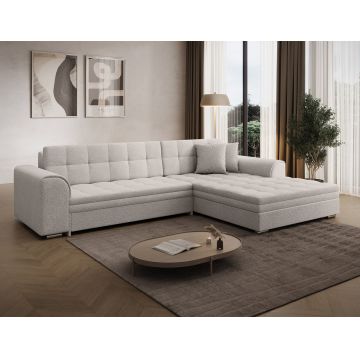 Coltar extensibil dreapta 4 locuri ELTAP, Sorento, 296x194x78 cm, lemn/poliester, alb murdar