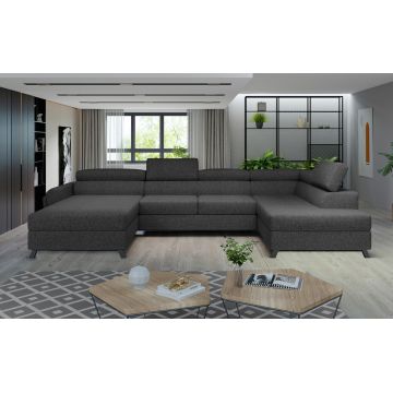 Coltar extensibil dreapta 5 locuri ELTAP, Jos-26, Josette, 370x190x98 cm, lemn/poliester, gri antracit