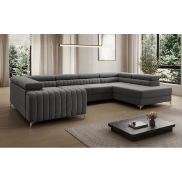 Coltar extensibil dreapta 6 locuri ELTAP, RT-04VE, Louis, 347x202x92 cm, lemn/poliester, gri inchis