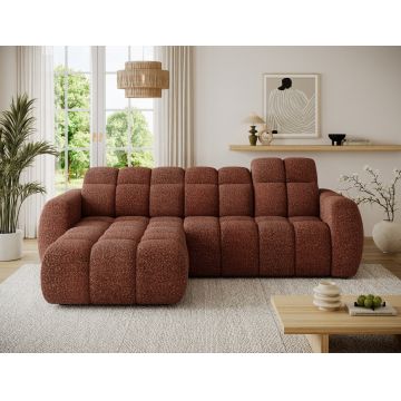 Coltar extensibil stanga 3 locuri ELTAP, Fanito, 288x200x105 cm, lemn/poliester, caramiziu