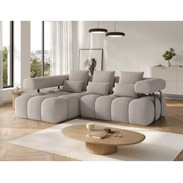 Coltar extensibil stanga 3 locuri ELTAP, Levvi, 260x184x102 cm, lemn/poliester, bej inchis