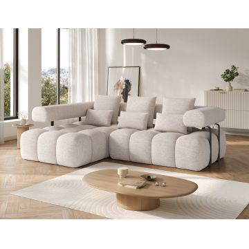 Coltar extensibil stanga 3 locuri ELTAP, Levvi, 260x184x102 cm, lemn/poliester, bej