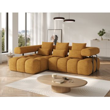 Coltar extensibil stanga 3 locuri ELTAP, Levvi, 260x184x102 cm, lemn/poliester, mustar