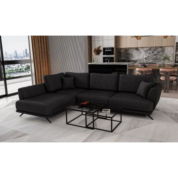 Coltar extensibil stanga 4 locuri ELTAP, LT-10VER, Larde, 286x191x90 cm, lemn/poliester, negru