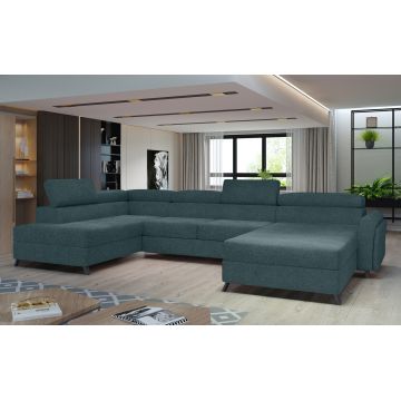 Coltar extensibil stanga 5 locuri ELTAP, Jos-22, Josette, 370x190x98 cm, lemn/poliester, albastru