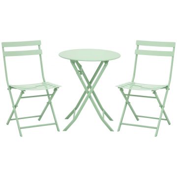 Outsunny Set de Mobilier de Grădină pentru 2 Persoane Masă Bistrou cu 2 Scaune pentru Curte Grădină Pliabil Verde | Aosom Romania