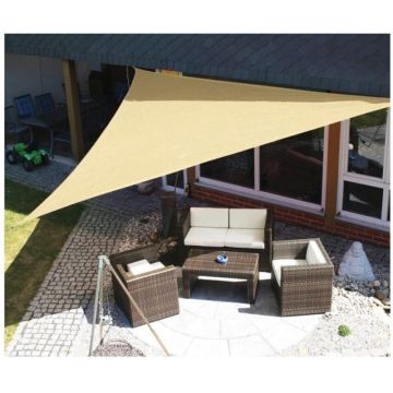 Set 2 x Prelata Umbrire UV, Triunghiulara, 5 x 5 x 5 m, Crem, pentru Terasa