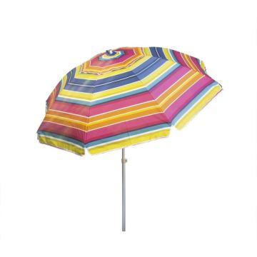 Umbrela Protectie Solara, Diametru 2 m, cu Inclinare si Cosulet, Structura Metalica, Roz / Verde