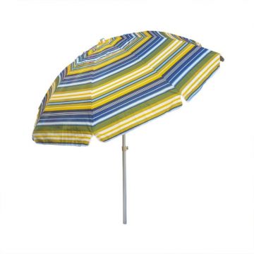 Umbrela Protectie Solara, Diametru 2 m, cu Inclinare si Cosulet, Structura Metalica, Verde / Albastru