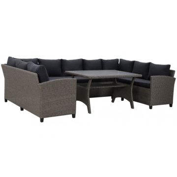 Coltar 4 piese cu spatiu depozitare BAXTER  gri cu negru