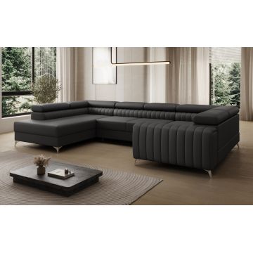 Coltar extensibil stanga 6 locuri ELTAP, LT-11SOF, Louis, 347x202x92 cm, lemn/poliester, negru