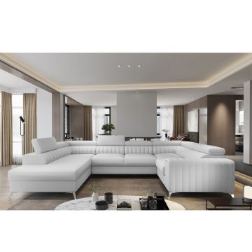 Coltar extensibil stanga 6 locuri ELTAP, LT-17SOF, Louis, 347x202x92 cm, lemn/poliester, alb