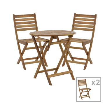 Fatel-Carpuva set de 3 mese de sufragerie din lemn masiv Natural de salcâm, D70x74 cm