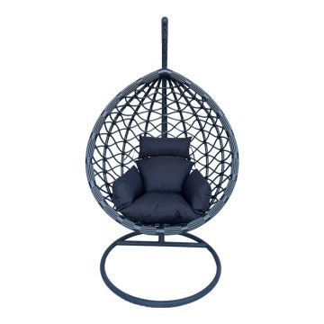 Nid de leagan Lyere cu baza de metal Gri si rattan Gri PE, 120x108x195 cm