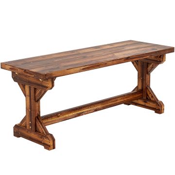 Outsunny Bancă de Grădină cu 2 Locuri din Lemn de Brad cu Bază în Formă de X, Bancă Rustică pentru Exterior Fără Spătar, pentru Patio, Verandă, Balcon, 114L x 40l x 46h cm, Finisaj Carbonizat | Aosom Romania