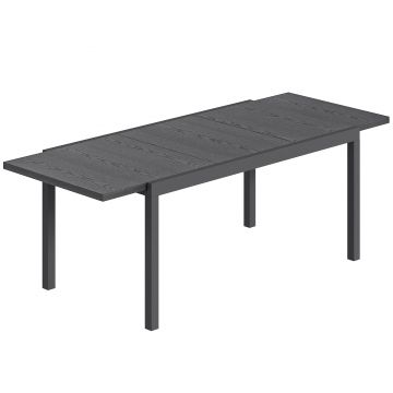 Outsunny Masă de Grădină Extensibilă Blat Aluminiu Efect Lemn Picioare Reglabile 8-10 Persoane 214x85x75cm Gri Antracit | Aosom Romania