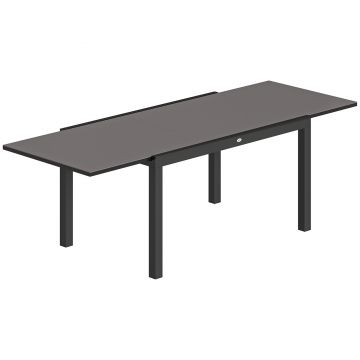 Outsunny Masă de Grădină Extensibilă pentru 8-10 Persoane 140/240x90 cm, Masă de Dining Extensibilă cu Blat din Sticlă Securizată, Masă de Exterior pentru Terasă, Balcon, Negru | Aosom Romania