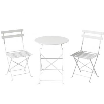 Outsunny Set Bistro Pliabil pentru Exterior cu Masă și 2 Scaune, Alb | Aosom Romania