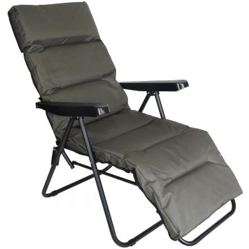 Scaun de gradina cu perna, reglaj pe pozitii, cadru metalic pliabil, 57x83x106 cm, gri