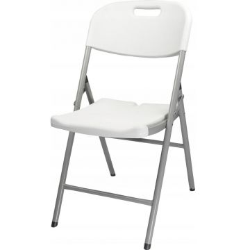 Scaun pliabil 54x46x86 cm, otel si HDPE, antiderapant, alb