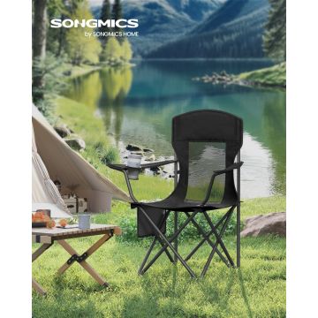 Set 2 buc. Scaune de camping pliabile Songmics Negru 97x86.5x51.5 cm
