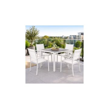 Set 4 scaune si masa ENCORE DRESDEN  alb cu gri