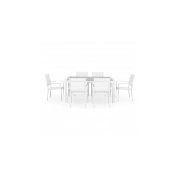 Set 6 scaune si masa extensibila ENCORE DRESDEN  alb cu gri